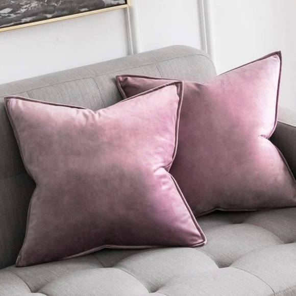 Luxury HomeSet of 2 Wisteria Soft Velvet Flanged Edge Throw Pillow Covers